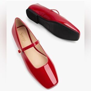 Women's Red Mary Jane Flats